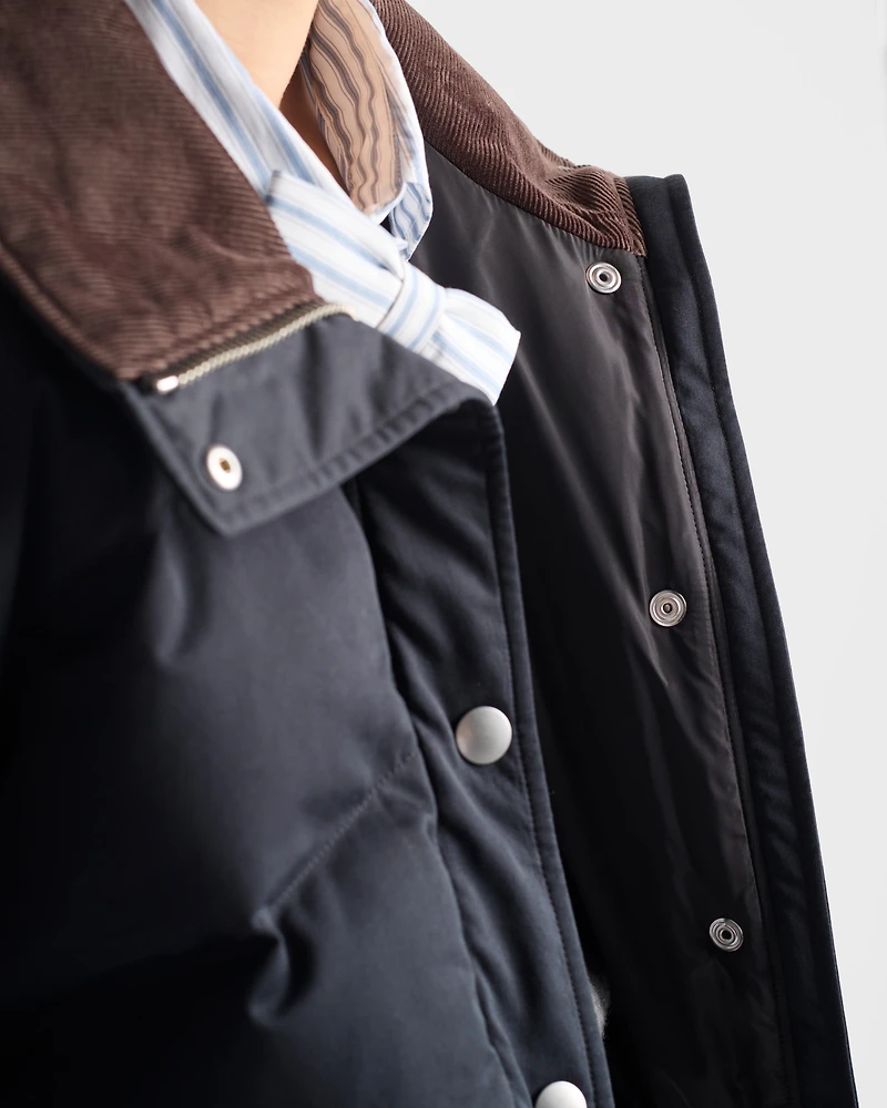 Cropped compact poplin down jacket