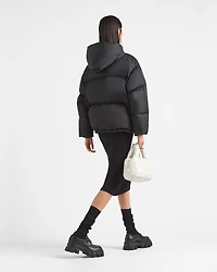 Re-Nylon Gabardine hooded down jacket