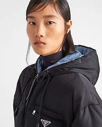 Re-Nylon Gabardine hooded down jacket