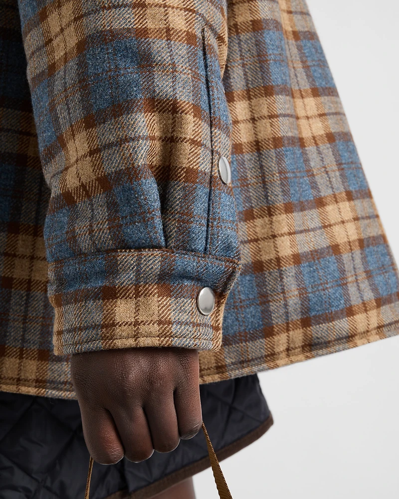 Checked wool twill lumberjack jacket
