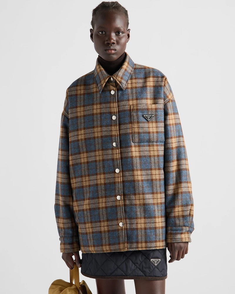 Checked wool twill lumberjack jacket