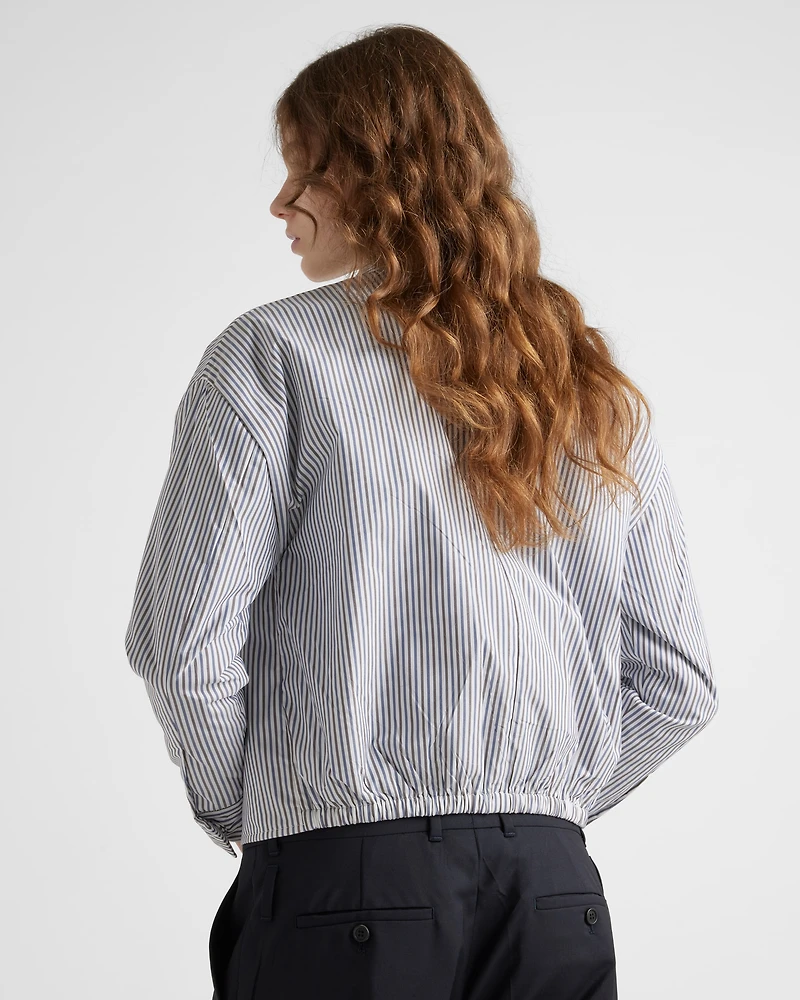 Striped poplin blouson jacket