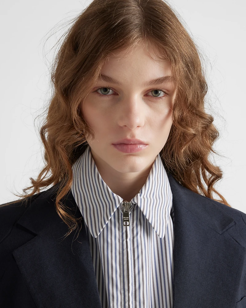 Striped poplin blouson jacket