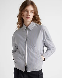 Striped poplin blouson jacket