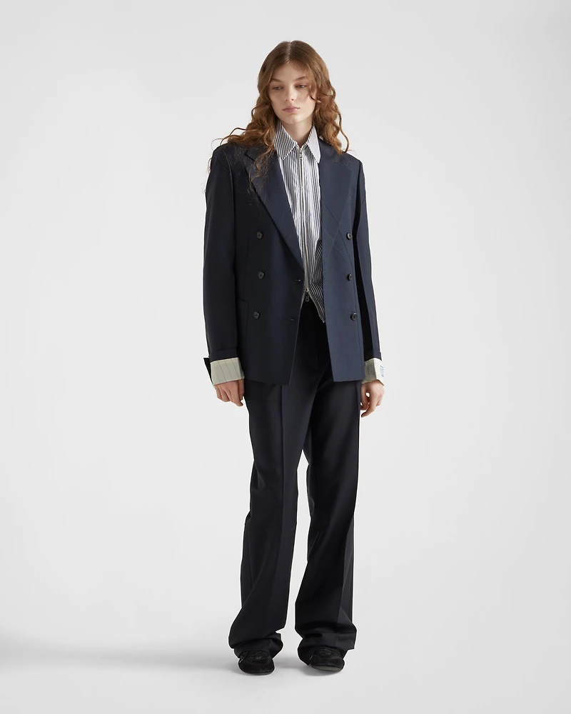 Striped poplin blouson jacket