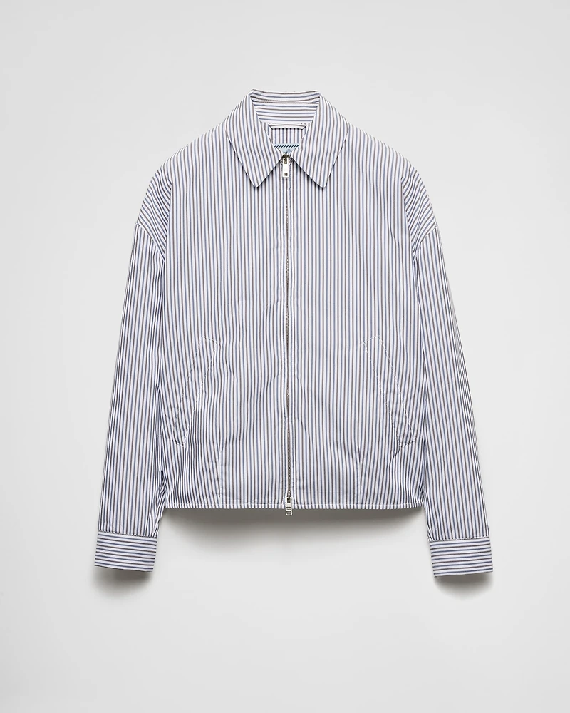 Striped poplin blouson jacket
