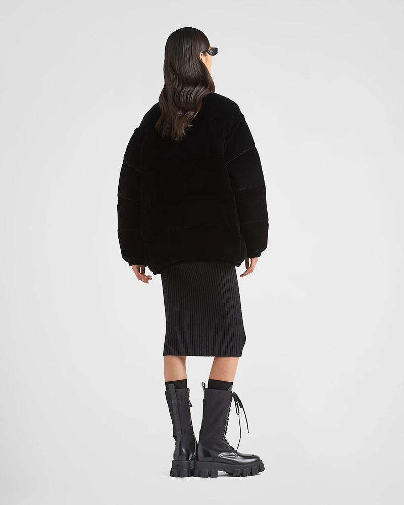 Convertible velvet down jacket