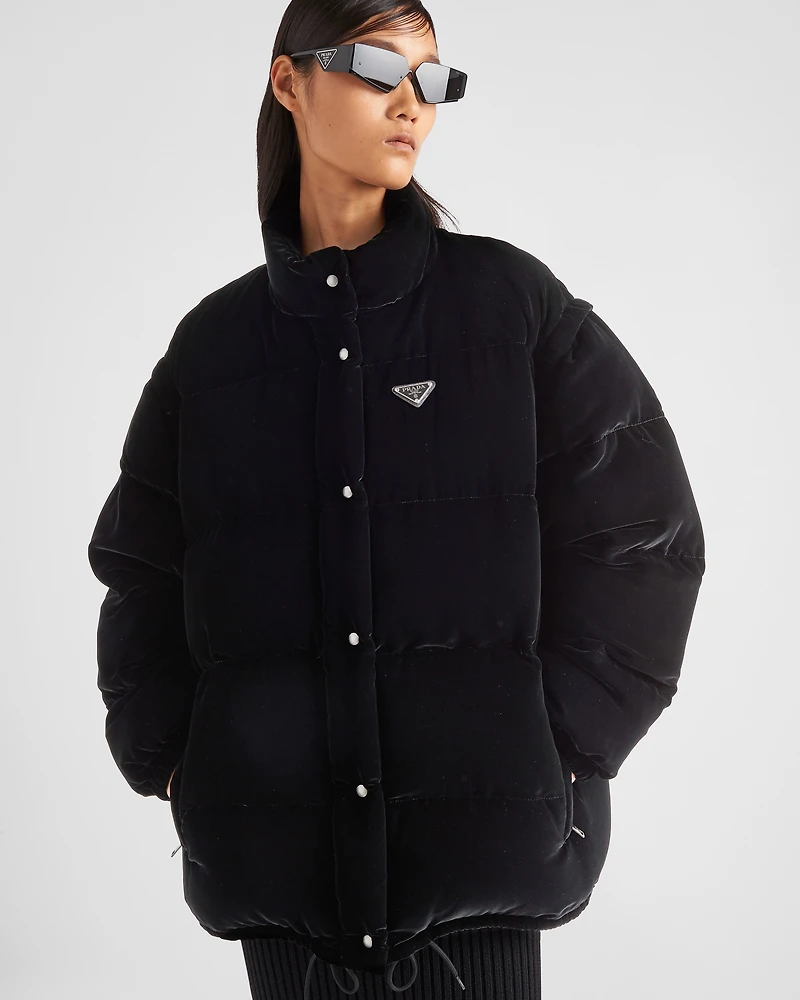 Convertible velvet down jacket