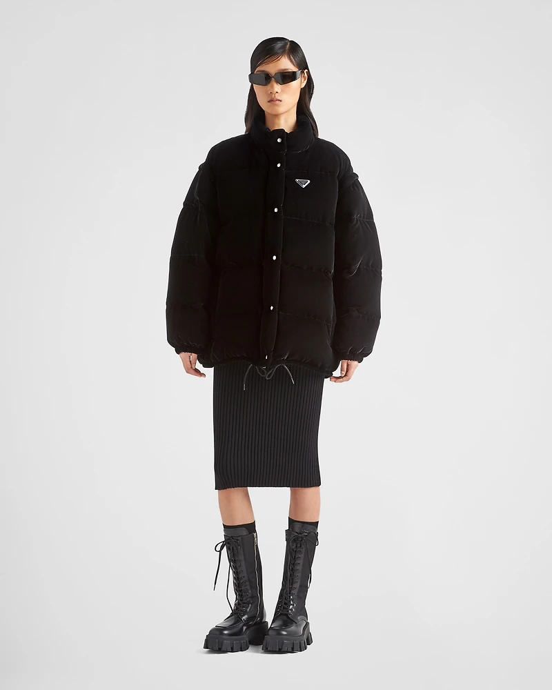 Convertible velvet down jacket