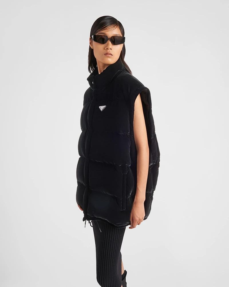 Convertible velvet down jacket