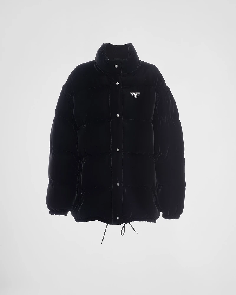 Convertible velvet down jacket