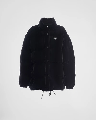 Convertible velvet down jacket