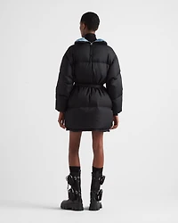 Re-Nylon Gabardine hooded down coat