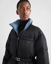 Re-Nylon Gabardine hooded down coat