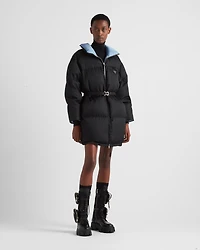 Re-Nylon Gabardine hooded down coat