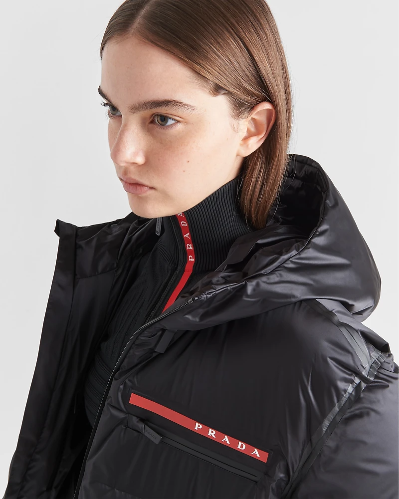 Cropped technical Re-Nylon down jacket