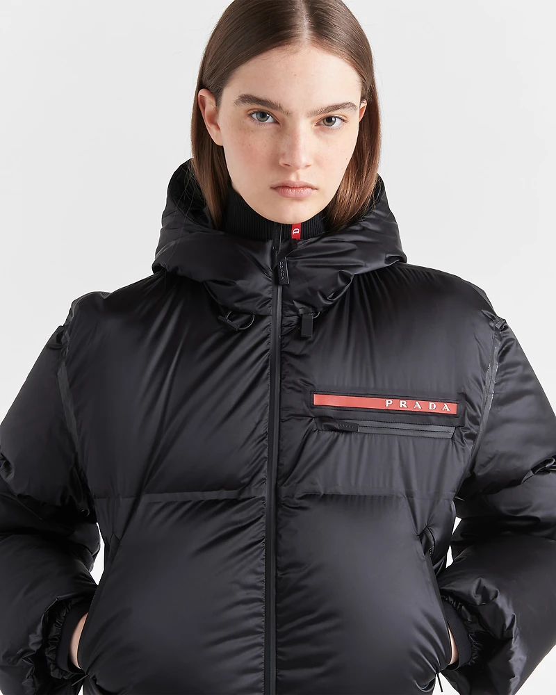 Cropped technical Re-Nylon down jacket