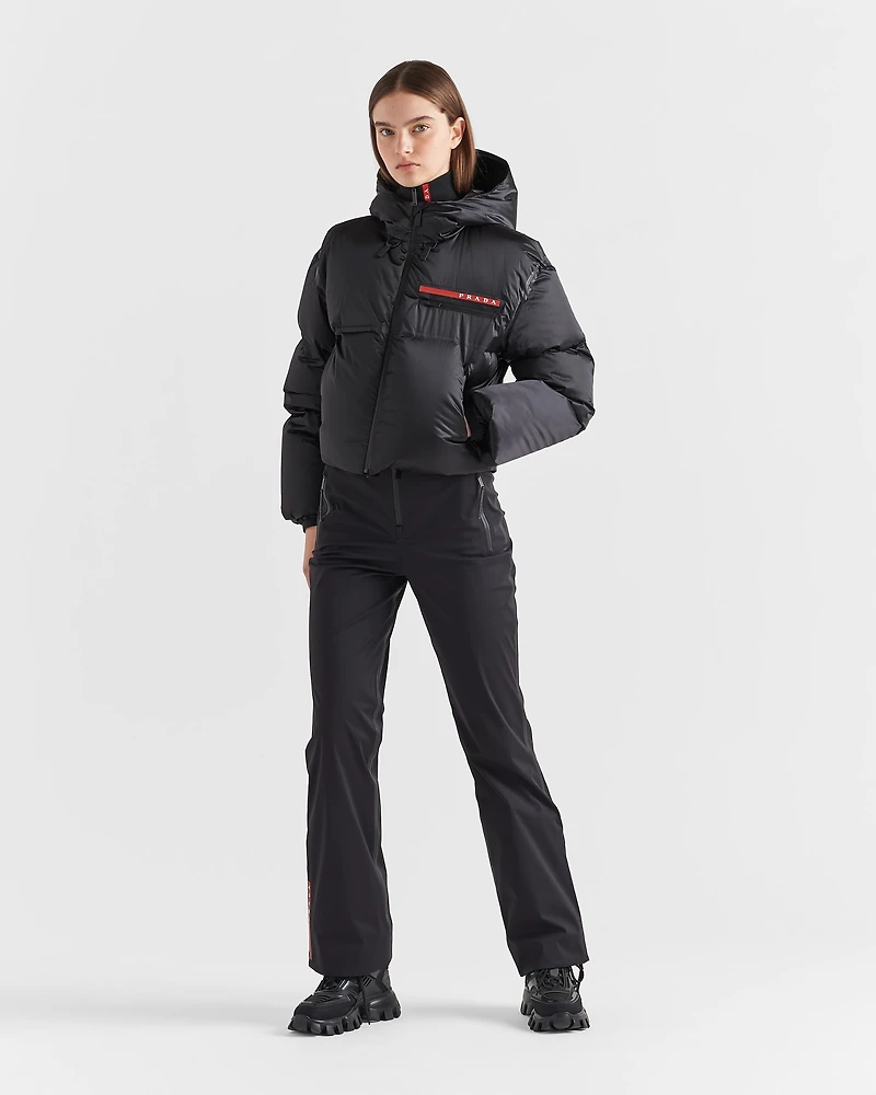 Cropped technical Re-Nylon down jacket