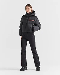 Cropped technical Re-Nylon down jacket