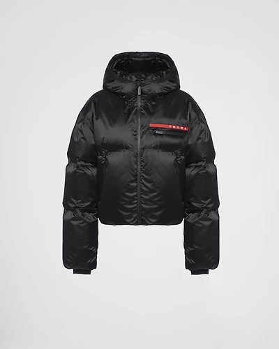 Cropped technical Re-Nylon down jacket