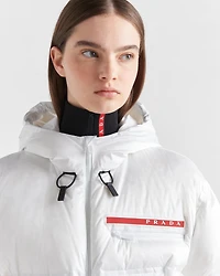 Cropped technical Re-Nylon down jacket