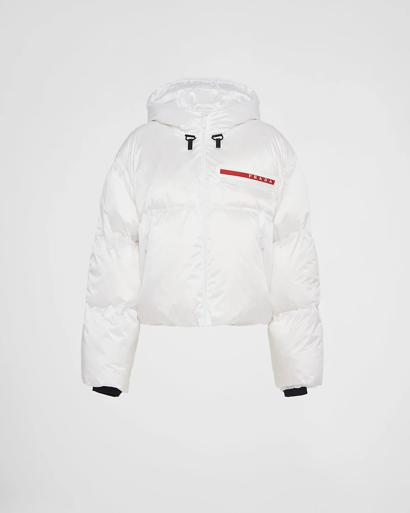 Cropped technical Re-Nylon down jacket