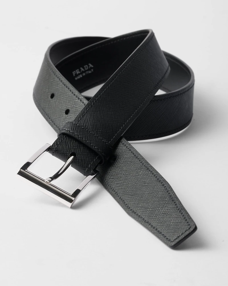Saffiano leather belt strap