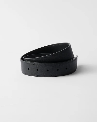Saffiano leather belt strap