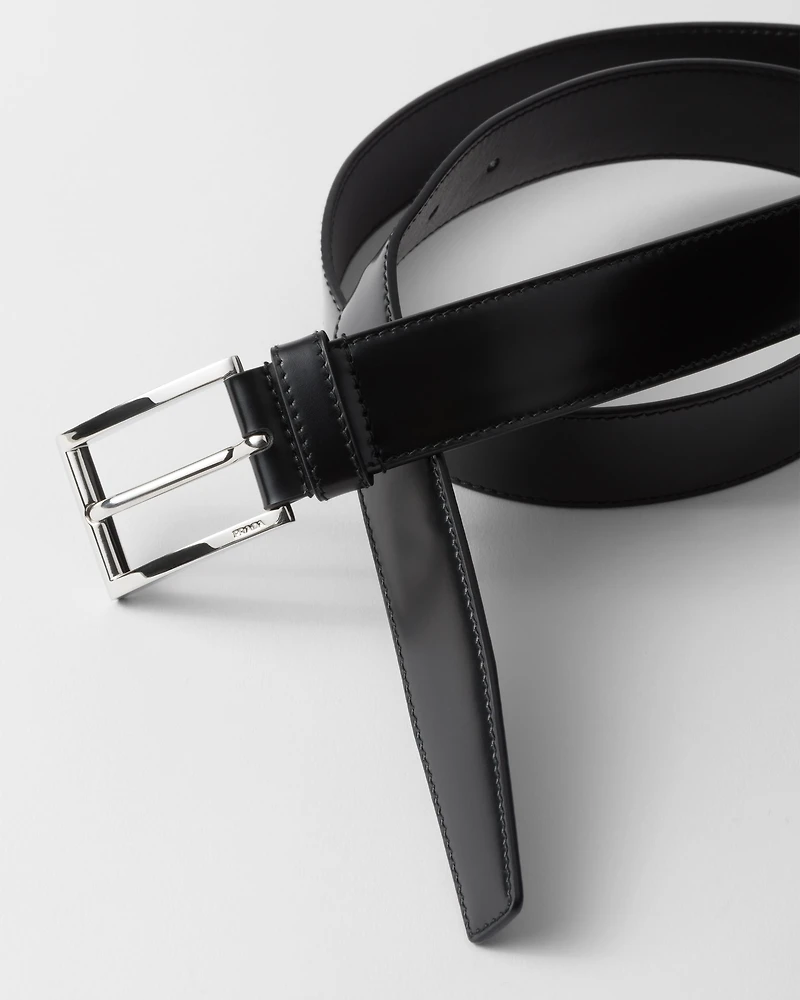 Brushed leather belt