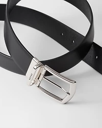 Reversible Saffiano and leather belt
