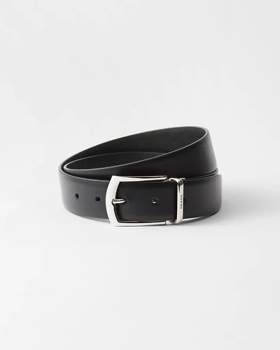 Reversible Saffiano and leather belt