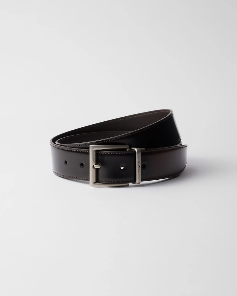 Brushed leather belt