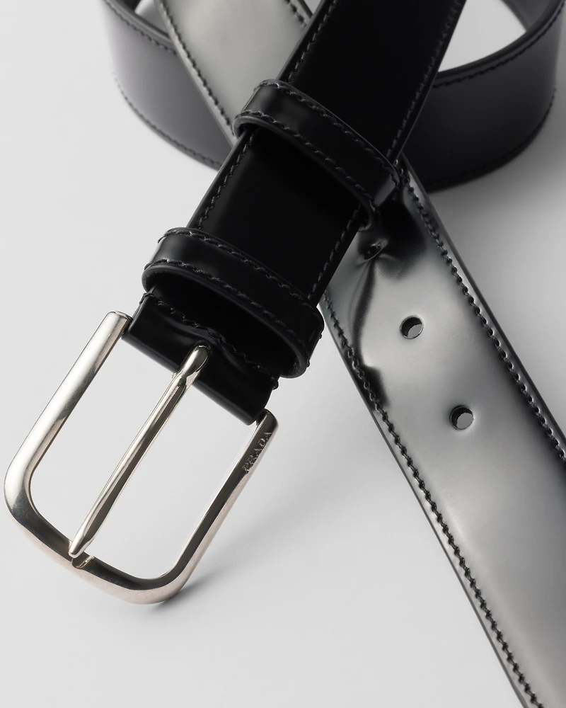 Brushed leather belt
