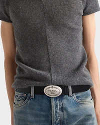 Brushed leather belt