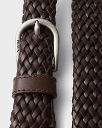 Narrow braided leather belt