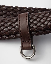 Narrow braided leather belt