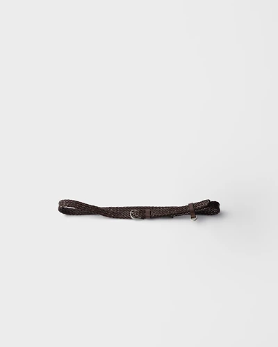 Narrow braided leather belt