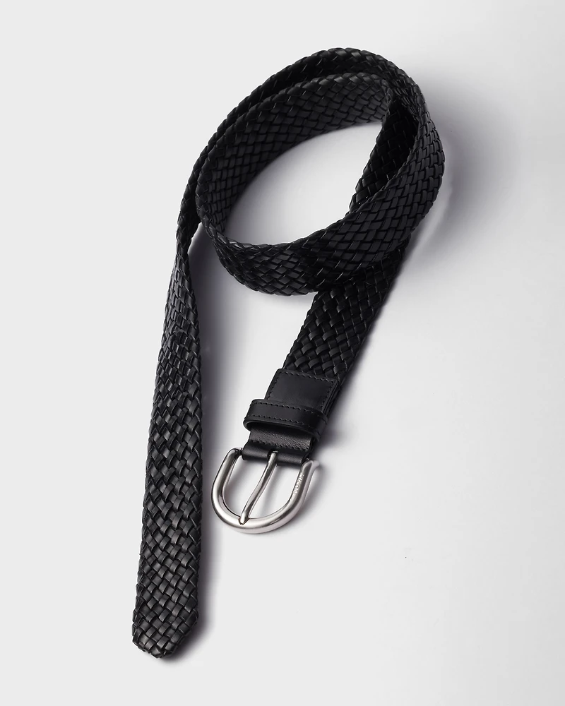 Braided leather belt