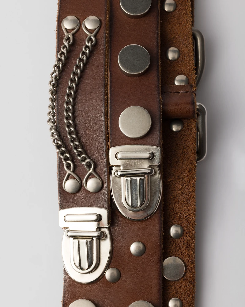 Studded leather belt