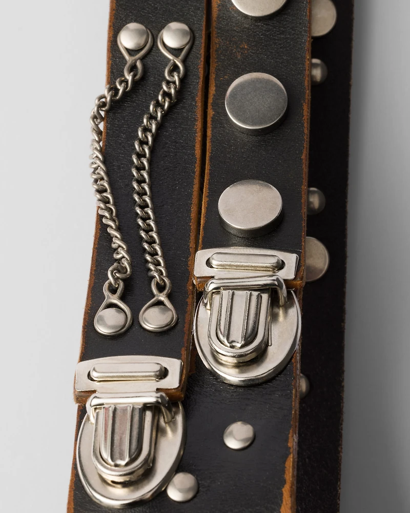 Studded leather belt