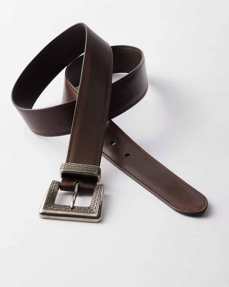 Antiqued leather belt