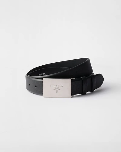Saffiano leather belt