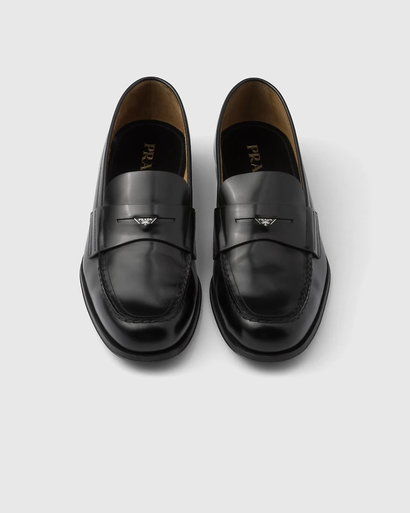 Brushed leather loafers