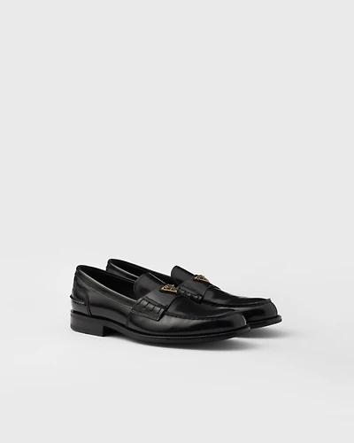 Brushed leather loafers