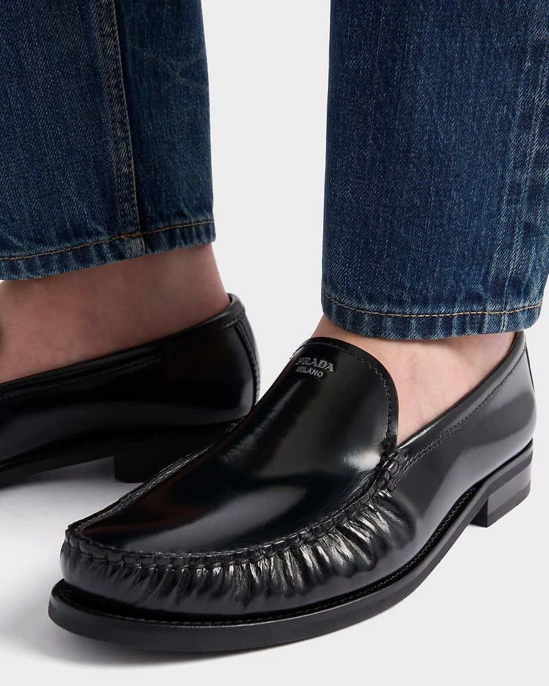 Brushed leather loafers