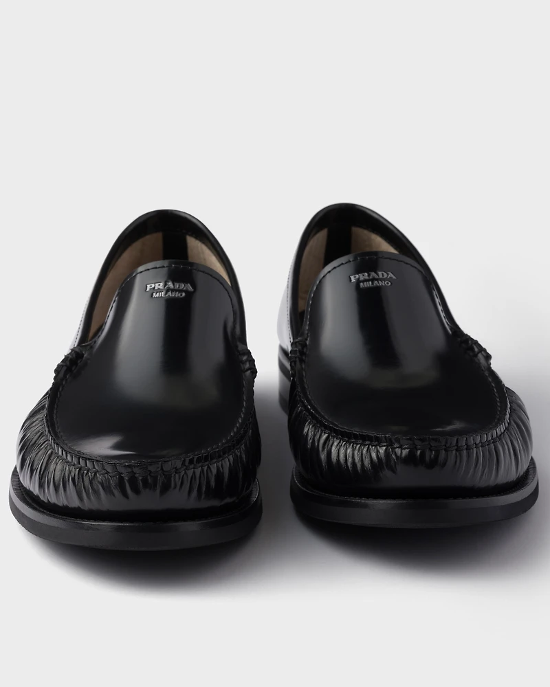 Brushed leather loafers
