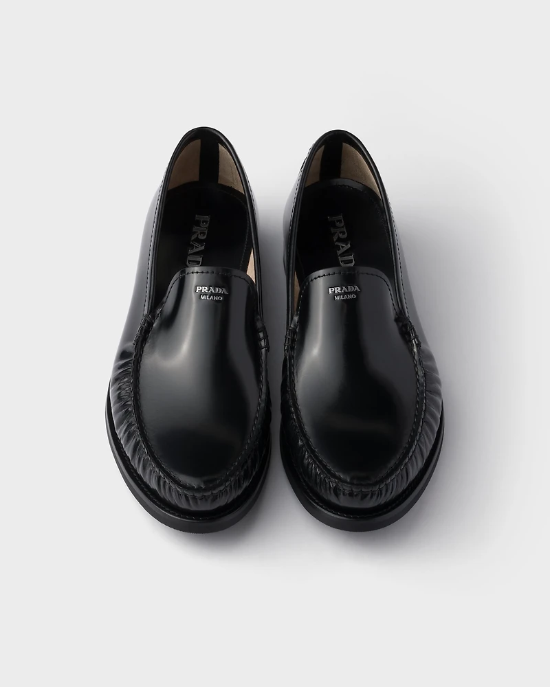 Brushed leather loafers