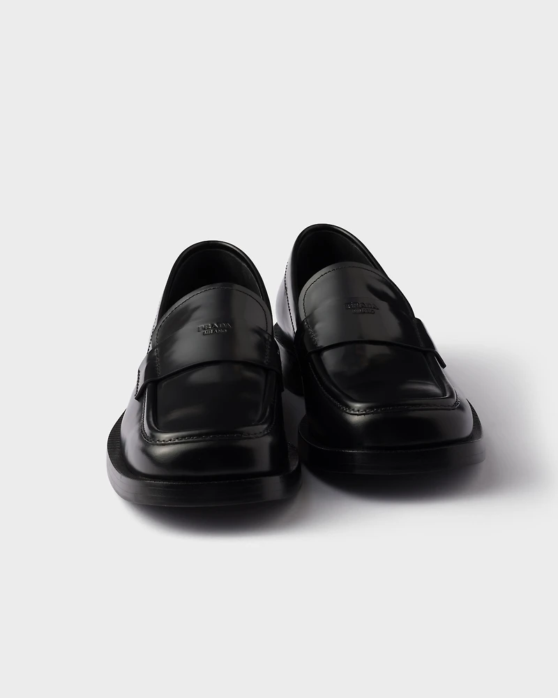 Brushed leather loafers