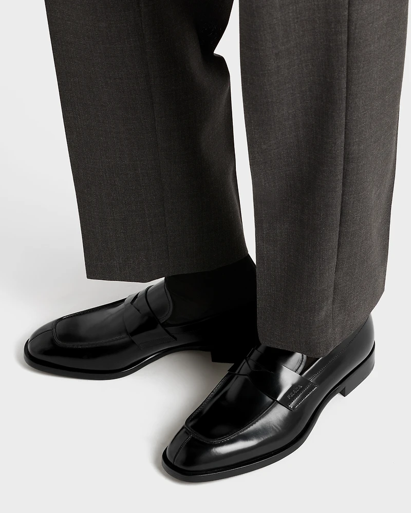 Brushed leather loafers
