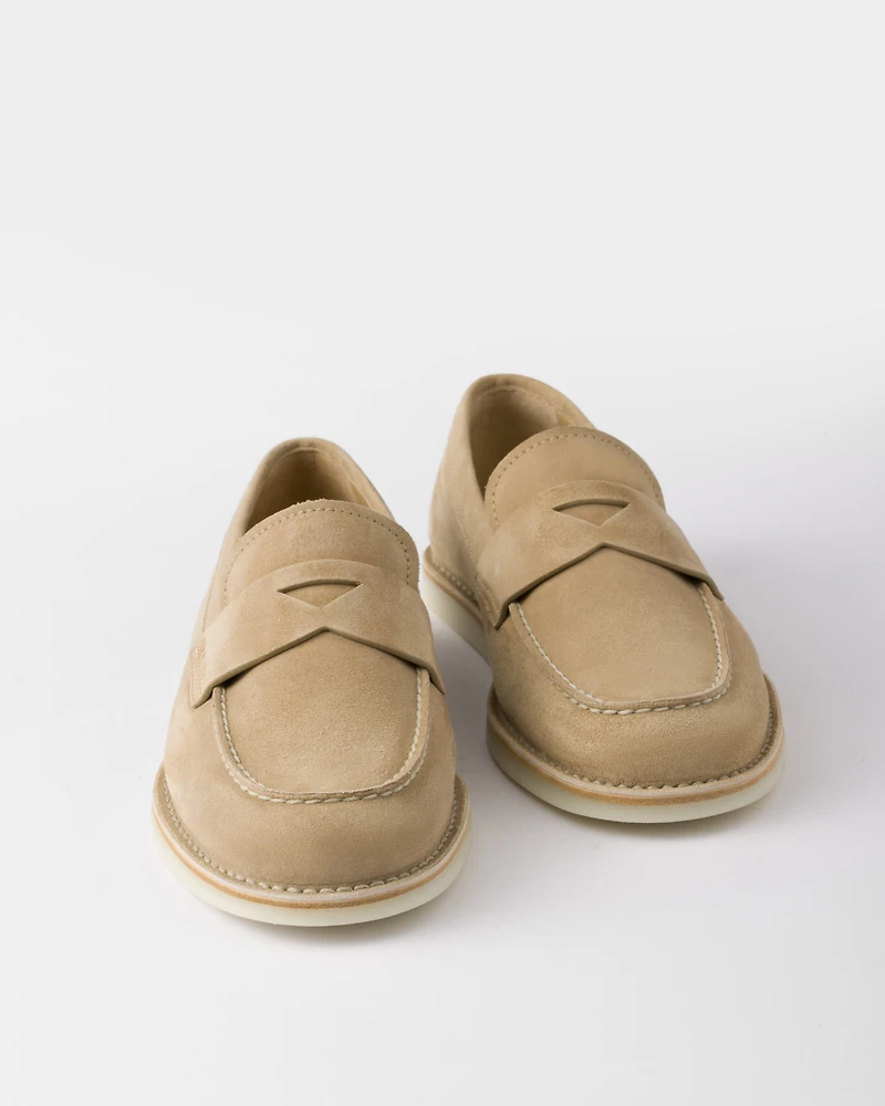 Bleached suede loafers